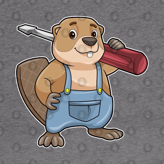 Beaver as Craftsman with Slotted screwdriver by Markus Schnabel